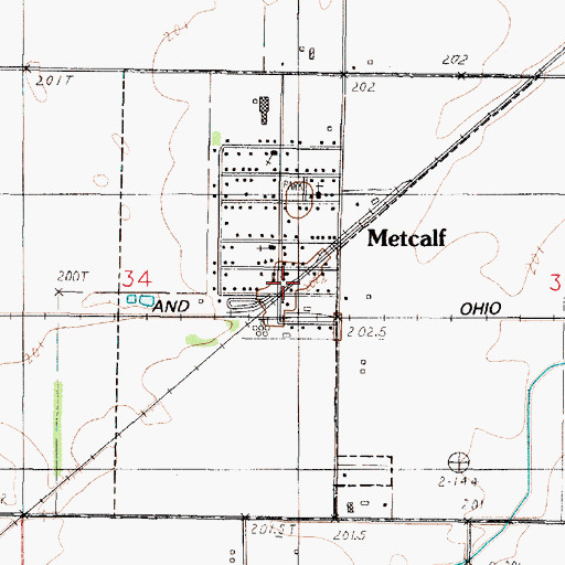 Topographic Map of Metcalf Post Office, IL