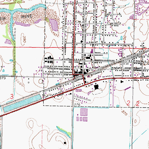 Topographic Map of Carrier Mills Post Office, IL