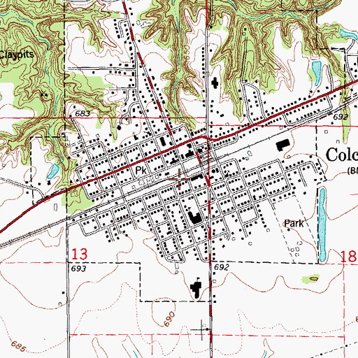 Topographic Map of Colchester Post Office, IL