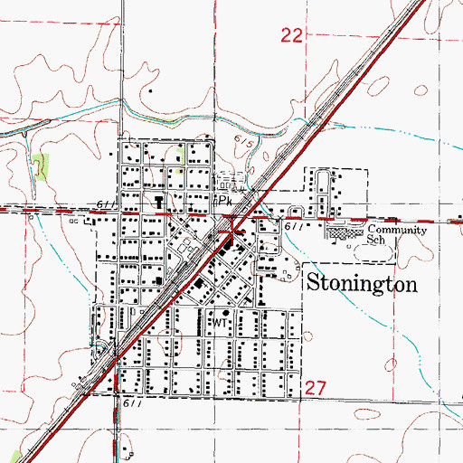 Topographic Map of Stonington Post Office, IL