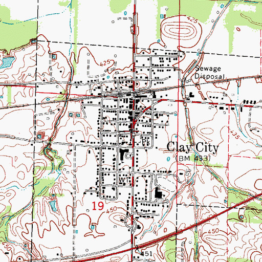 Topographic Map of Clay City Post Office, IL