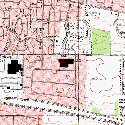 Topographic Map of Rockford Post Office, IL