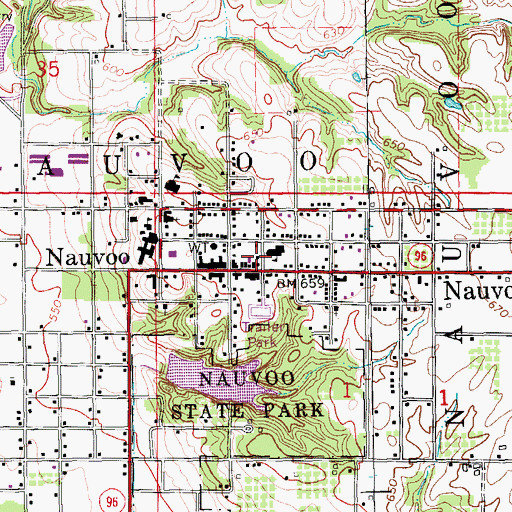 Topographic Map of Nauvoo Post Office, IL