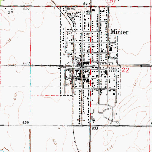 Topographic Map of Minier Post Office, IL