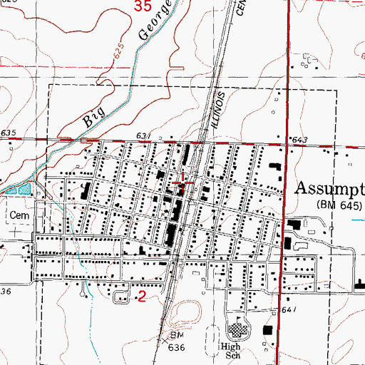 Topographic Map of Assumption Post Office, IL
