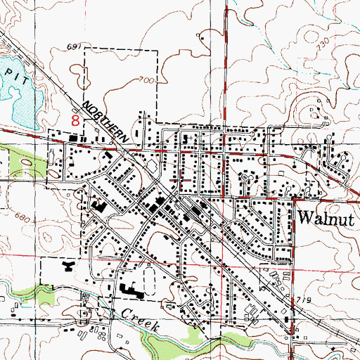 Topographic Map of Walnut Post Office, IL