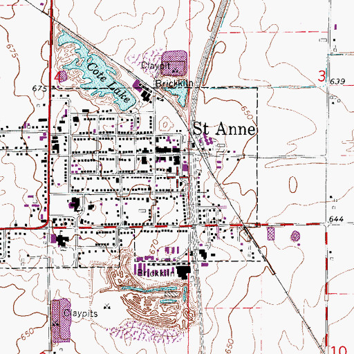 Topographic Map of Saint Anne Post Office, IL