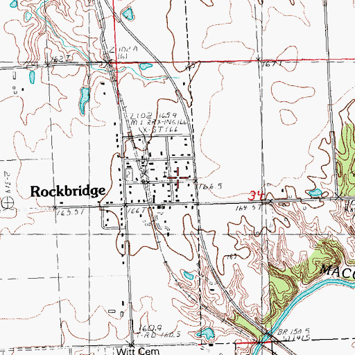 Topographic Map of Rockbridge Post Office, IL