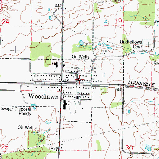 Topographic Map of Woodlawn Post Office, IL