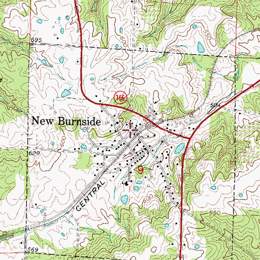 Topographic Map of New Burnside Post Office, IL