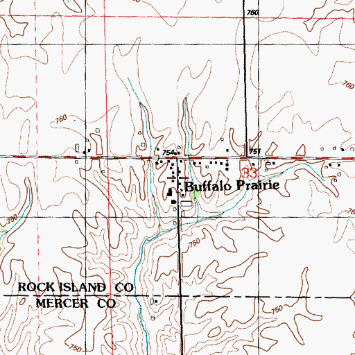 Topographic Map of Buffalo Prairie Post Office, IL