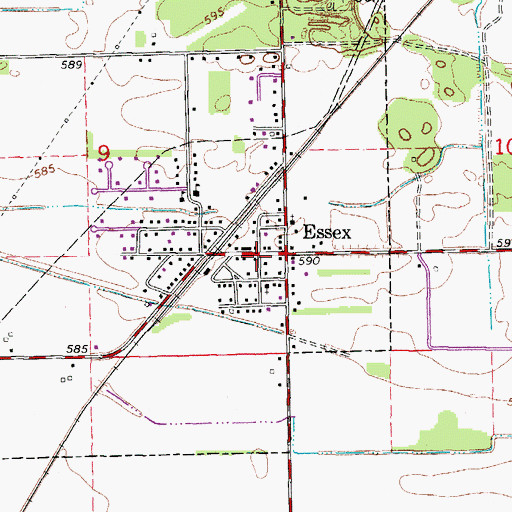 Topographic Map of Essex Post Office, IL