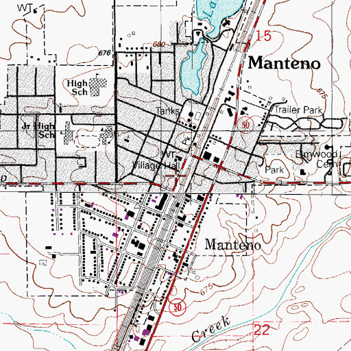 Topographic Map of Manteno Post Office, IL