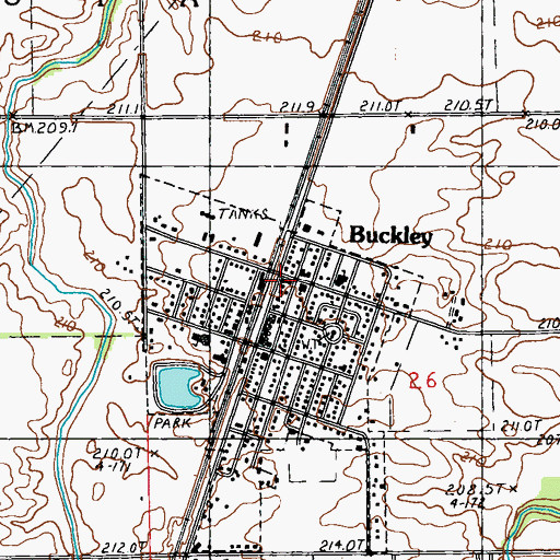 Topographic Map of Buckley Post Office, IL