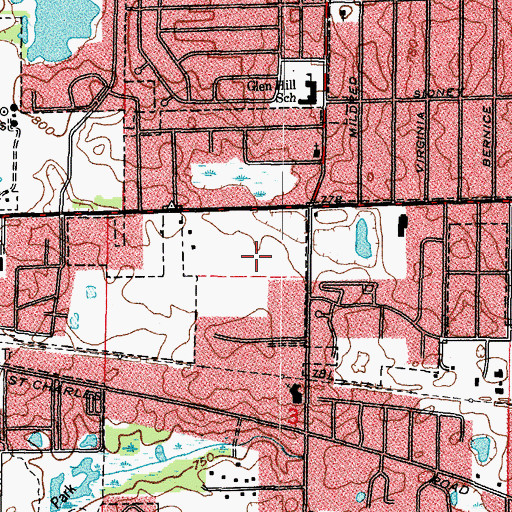 Topographic Map of Glendale Heights Finance Post Office, IL