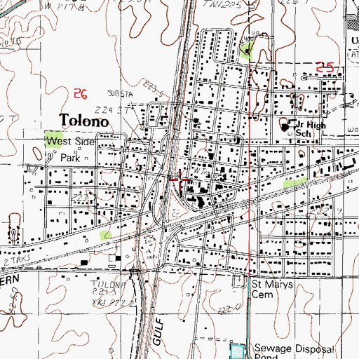 Topographic Map of Tolono Post Office, IL