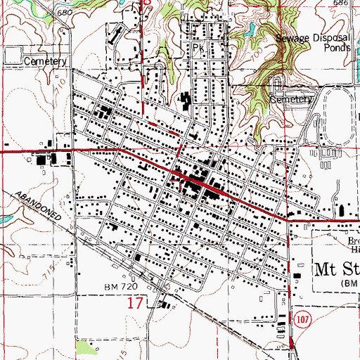 Topographic Map of Mount Sterling Post Office, IL