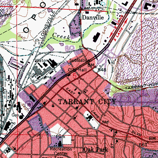 Topographic Map of Tarrant Post Office, AL