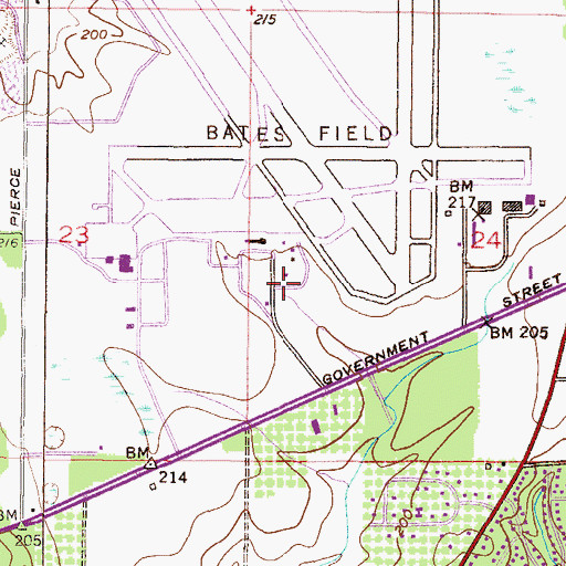 Topographic Map of Airport Post Office, AL