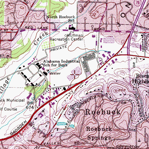 Topographic Map of East Lake Roebuck Post Office, AL