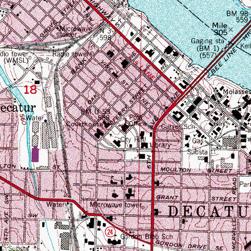 Topographic Map of Decatur Post Office, AL