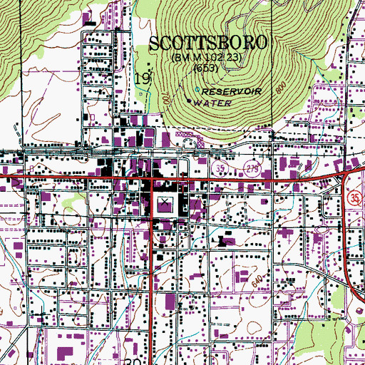 Topographic Map of Scottsboro Post Office, AL