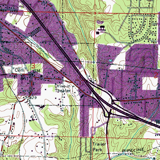 Topographic Map of Adamsville Post Office, AL