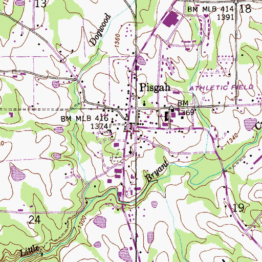 Topographic Map of Pisgah Post Office, AL