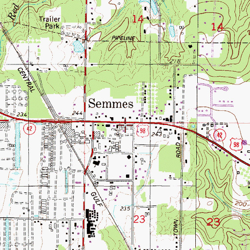 Topographic Map of Semmes Post Office, AL
