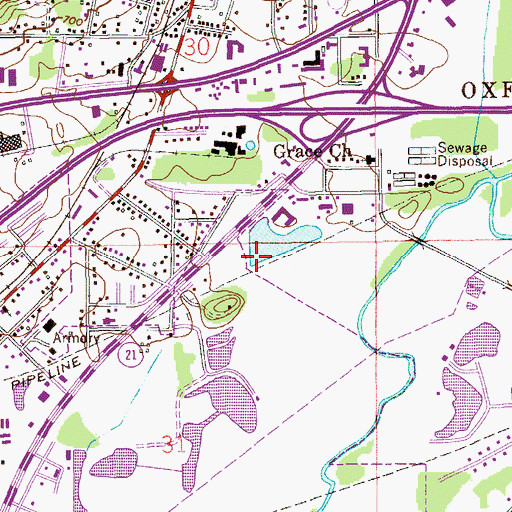 Topographic Map of Oxford Post Office, AL