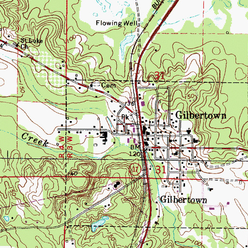 Topographic Map of Gilbertown Post Office, AL
