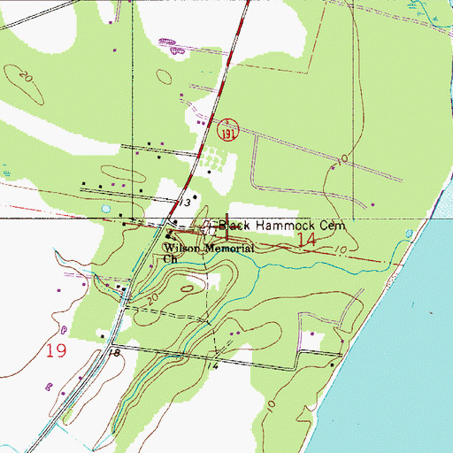 Topographic Map of Black Hammock Cemetery, FL