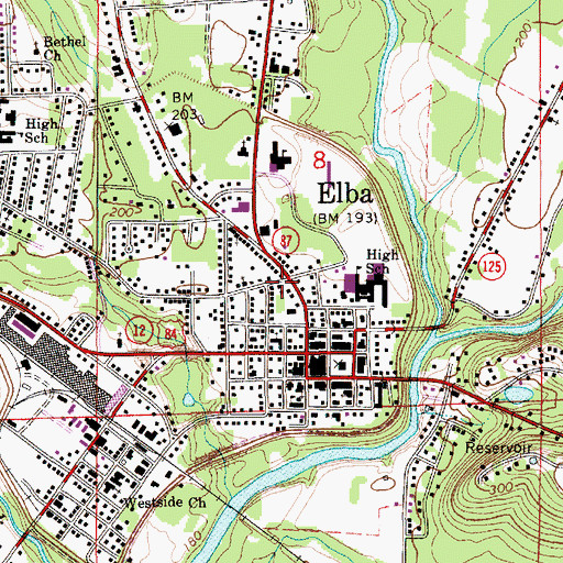 Topographic Map of Elba Post Office, AL