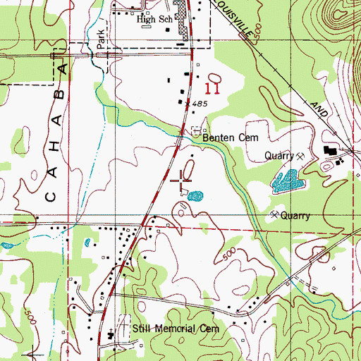 Topographic Map of Alabaster Post Office, AL