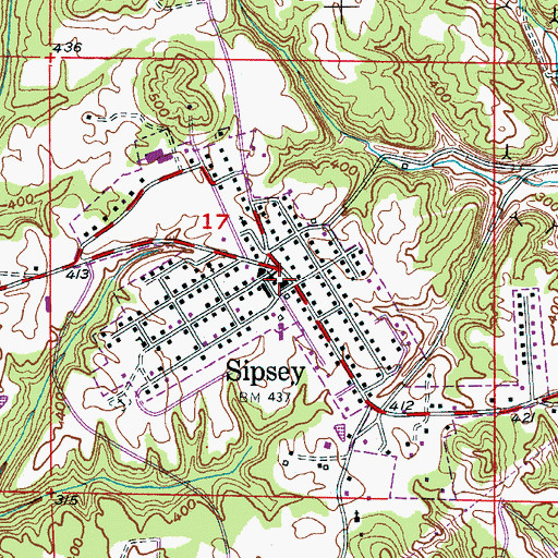 Topographic Map of Sipsey Post Office, AL