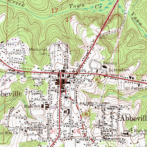 Topographic Map of Abbeville Post Office, AL