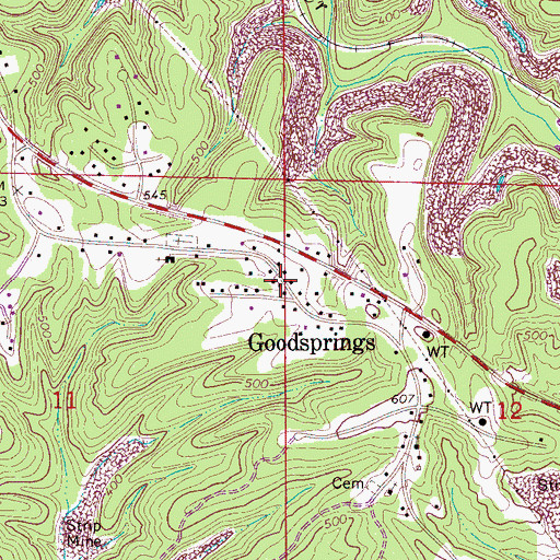 Topographic Map of Goodsprings Post Office, AL