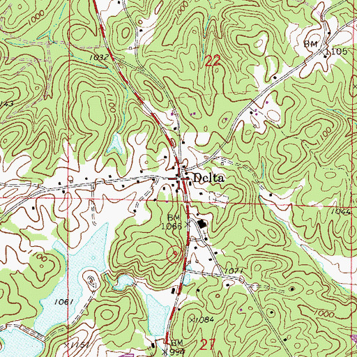 Topographic Map of Delta Post Office, AL