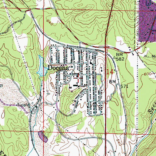 Topographic Map of Docena Post Office, AL