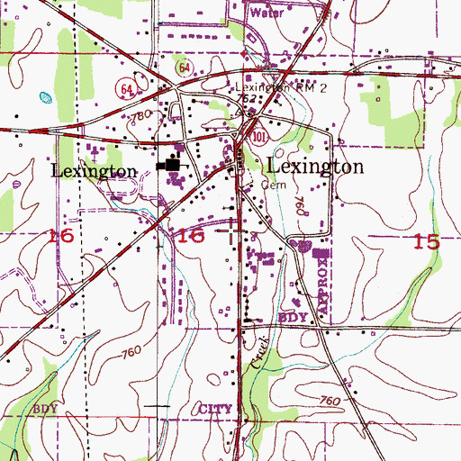 Topographic Map of Lexington Post Office, AL