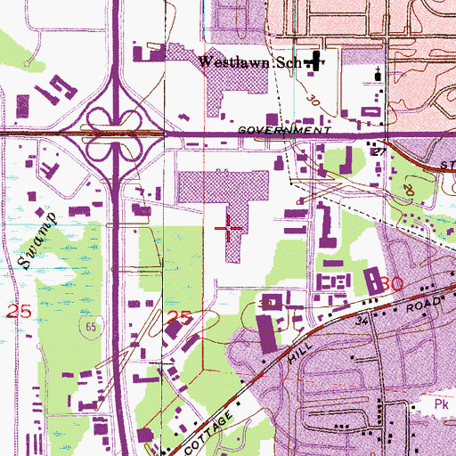 Topographic Map of Bel Air Post Office, AL