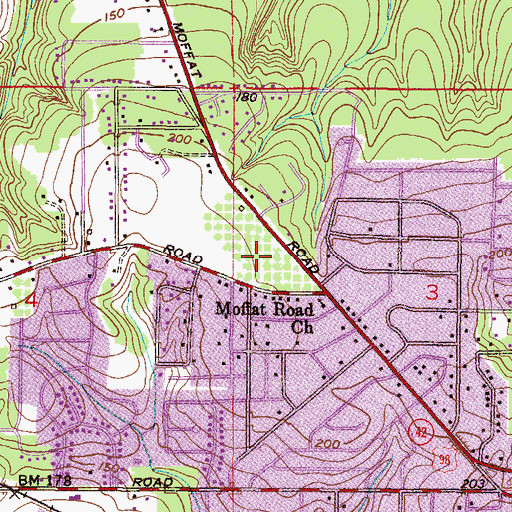 Topographic Map of Towne West Post Office, AL