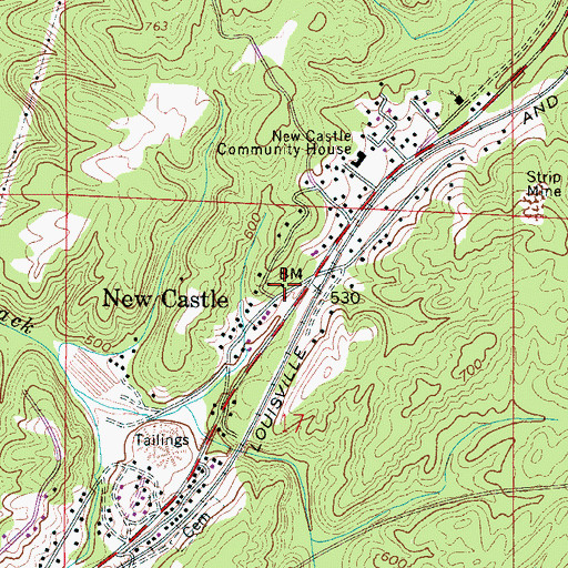 Topographic Map of New Castle Post Office, AL