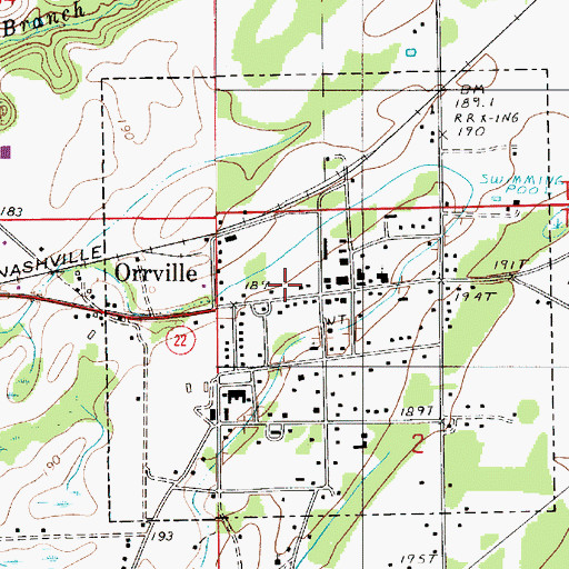 Topographic Map of Orrville Post Office, AL