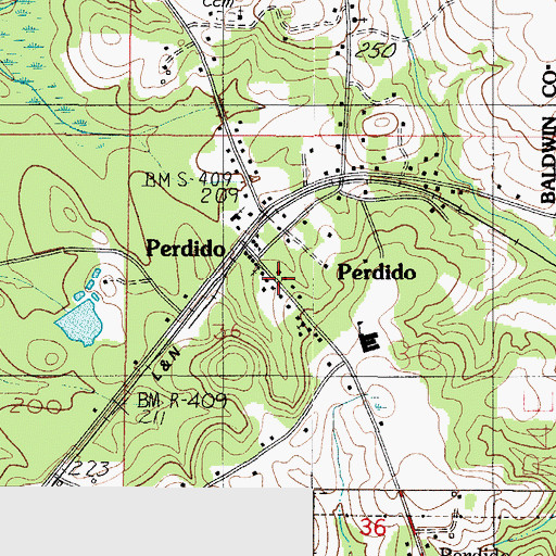 Topographic Map of Perdido Post Office, AL
