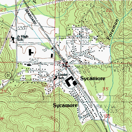 Topographic Map of Sycamore Post Office, AL