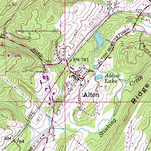 Topographic Map of Alton Post Office, AL
