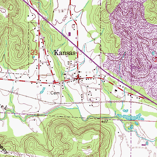 Topographic Map of Kansas Post Office, AL
