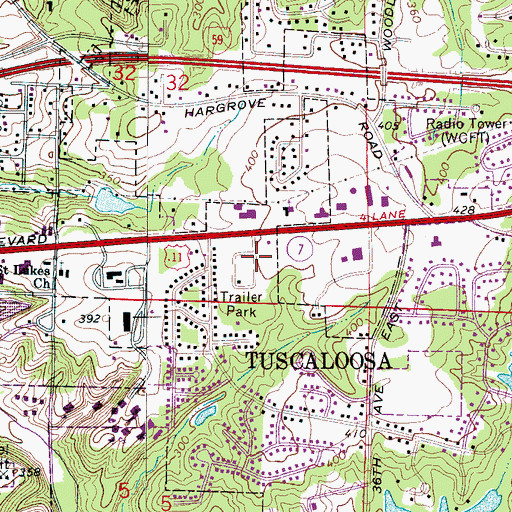 Topographic Map of Skyland Post Office, AL