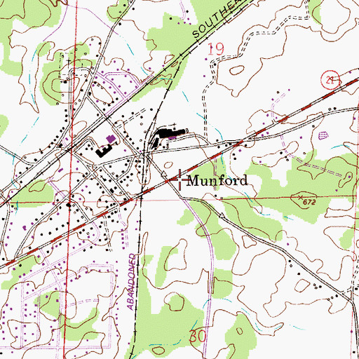 Topographic Map of Munford Post Office, AL